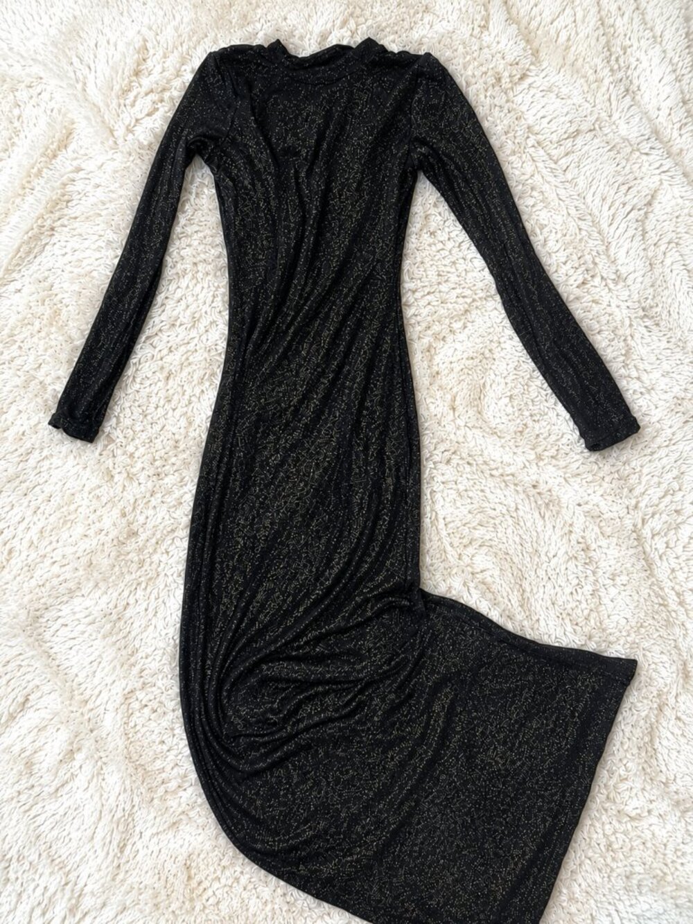 SKIMS Foil Knit Maxi Dress – Black – Size Small